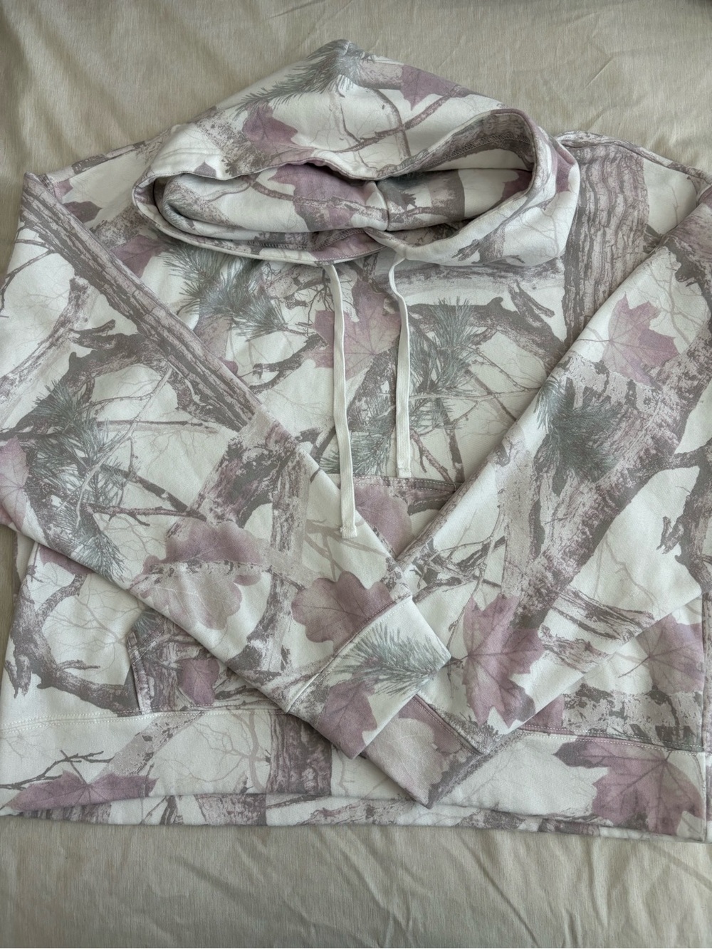 Hollister Mauve and Taupe Camouflage Pullover Hoodie